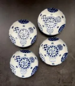 美濃焼　藍丸紋　小皿　取り皿　銘々皿　菊形のサムネイル