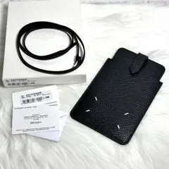 新品 メゾン マルジェラ フォンケース スマホポーチ ブラック レザー 黒