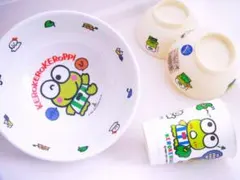 レトロ・初期けろけろっぴ プラ丼どんぶり＆プラコップ＆お茶碗未使用品まとめて
