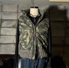 迷彩　カモフラージュ　ダウンジャケット　ダウンベスト　ストリート　ダブルジップ