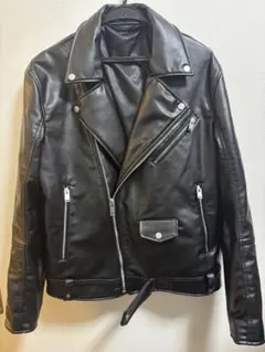 【訳あり】ZARA ブラック ダブルライダースジャケット M