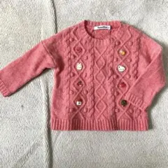 記名あり　familiar 80 ピンク色セーター