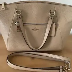 コーチ　ベージュ レザー トートバッグ