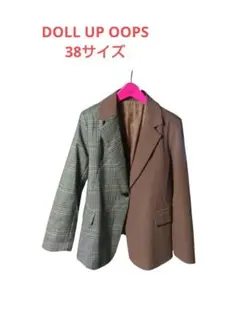 DOLLU POOPS アシンメトリー テーラードジャケット チェック×無地