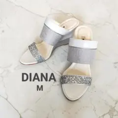 DIANAダイアナ　 グリッター装飾サンダル　ウェッジソール　ミュール M