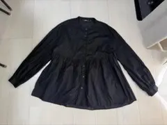 UNIQLO 綿　ふんわり　黒　長袖　シャツ　薄手　ゆったり　チュニック　Mのサムネイル