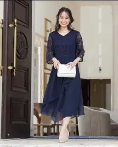 サイレントマジョリティー ロングワンピース レースフォーマルドレス 七部袖 6L