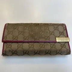 GUCCI GGパターン 長財布 ブラウン/パープル