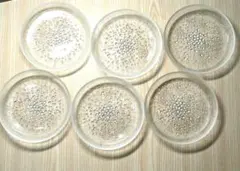 水滴模様の円形皿 6枚セット レトロ ガラス製品
