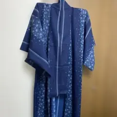 洗える着物　単衣　ネイビー 水玉模様 小紋のサムネイル