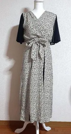 【美品】pumpkin port　花柄半袖ロングワンピース