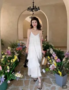 shein ホリデーレーストリム キャミワンピース