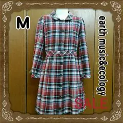 RH99☆earth music&ecology☆チェック柄 ひざ丈ワンピース