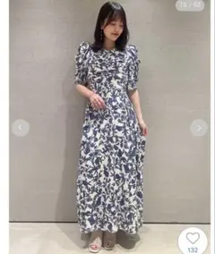 SNIDELバックオープンバリエプリントワンピース