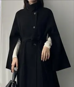 2wayスリットスリーブハイネックフレアコート