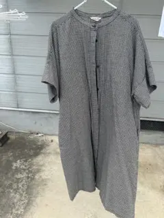 チェック柄 半袖シャツワンピース