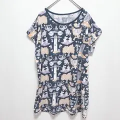 ユニクロ|ムーミングラフィック チュニック【L】フレンチスリーブ ゆったり 綿のサムネイル