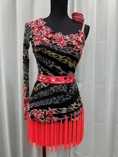 ラテンドレス　ヒョウ朱赤