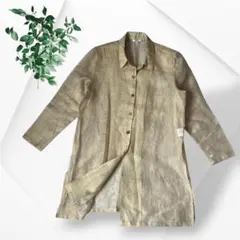 極美品 アデンダ レナウン シアーワッシャーシャツ ロング リネン混 ベージュのサムネイル