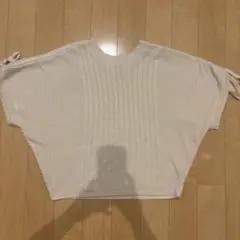 半袖 リブニット オフホワイト リボンデザインのサムネイル