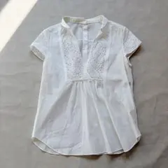 TOMORROWLAND コットン レース刺繍ブラウス スキッパー 半袖ホワイトのサムネイル