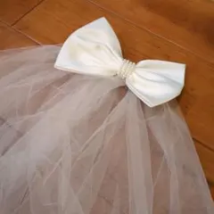 キッズ　女の子　白　リボン　ヘッドアクセ