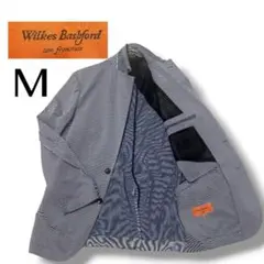 Wilkes Bashford M ネイビーグレー ストライプ ジャケット 美品のサムネイル