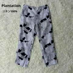 Plantation　リネン100%　パンツ　日本製　柄物　　 　 花柄のサムネイル