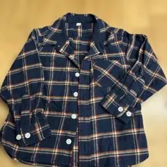 ネイビーとレッドのチェック長袖シャツ 100cm