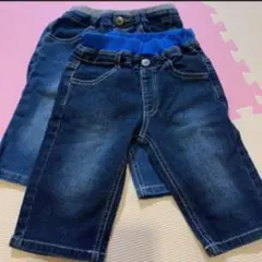 2枚デニムハーフパンツ 130cm デニムパンツセット