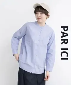 美品 パーリッシィ PAR ICI 別注カラーいろいろストライプスタンドシャツのサムネイル