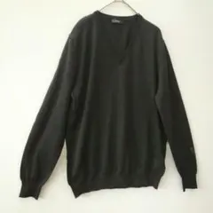 コムサイズム Vネックニット Lサイズ ブラック ウール混 WOOLMARK