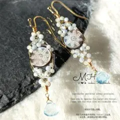 クリスマスSale❤アクアマリン♡雪の雫ピアス