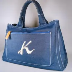 極美品 Kitamura2 デニム ハンドバッグ Kロゴ 横浜元町 立体刺繍のサムネイル