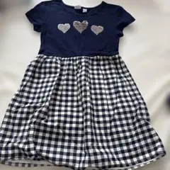 gapkids 半袖ワンピース　ギンガムチェック　ネイビー　ギャップキッズ110