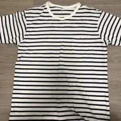 UNIQLO 白/ネイビー ストライプ Tシャツ M