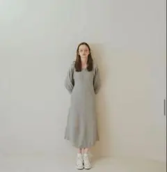 PINUE ボーダーサーマルワンピース　MサイズGRAY