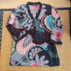 dream 花柄 Vネック 7分袖チュニック