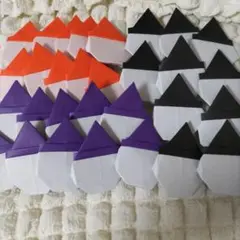 お得!　ハロウィン　折り紙　おばけ　30個　オレンジ　黒　紫　壁面飾り