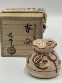 中村秋峰　和蘭陀紋水指　共箱　茶道具　紅毛写　オランダ写　京焼 中村秋峰 和蘭陀紋水指 共箱 茶道具 紅毛写 オランダ