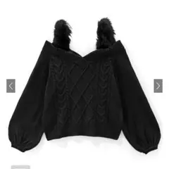 GRL♡ケーブル編みオフショルダーファーストラップニットトップス[an1203]