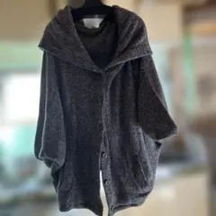 QUINTY フード付きニットカーディガン グレー F2