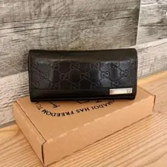 【人気商品】GUCCI グッチ 長財布 シマレザー ブラック メンズ 黒のサムネイル