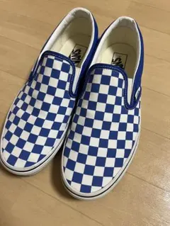 VANS 青と白 チェッカー スリッポン
