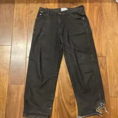 Dime ブラック ワイドレッグ デニムパンツ