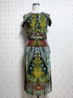 希少 エトロ ETRO 麻100%シャツワンピース 花柄刺繍 大きいサイズ 42 小さいサイズ】刺繍スリーブデザインシャツワンピース | HIROKO