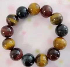 竜*二様 タイムサービス！タイガーアイ ビーズブレスレット 大粒17ｍｍ珠子13
