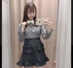 エブリン リボン付きポケットスカート　黒