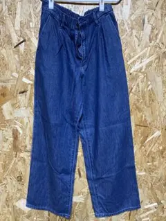 ユニクロ UNIQLO ドレープデニムタックパンツ M 　ブルー