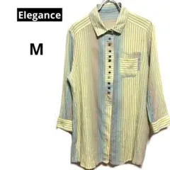 Elegance 婦人服　春夏シャツ　Mサイズ　オシャレデザイン　七分丈　綿